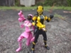Lupin Yellow and Patren 3gou standing together. Both are wielding their VS Changers with 3go on one knee