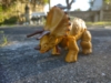 Beast Wars Neo Guiledart in dinosaur mode, a brownish-orange triceratops.